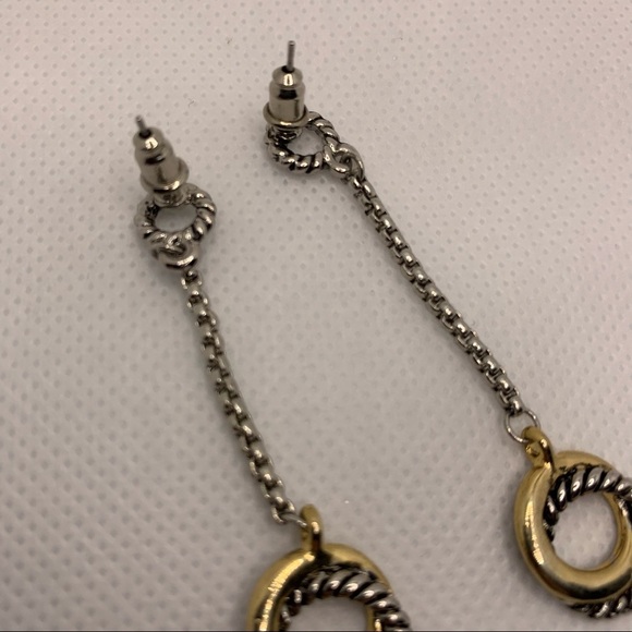 Women’s Crystal Loop Circles Gold Silver Chain Rope Drop Earrings - Picture 7 of 11